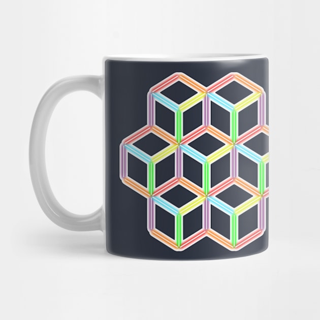 Rainbow Neon Cubes on White by gkillerb